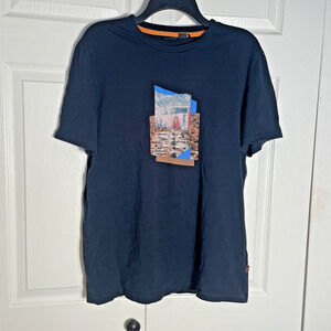 Hugo‎ Boss Orange T Shirt Men Large Black Touchly Graphic Collage Urban City Tee